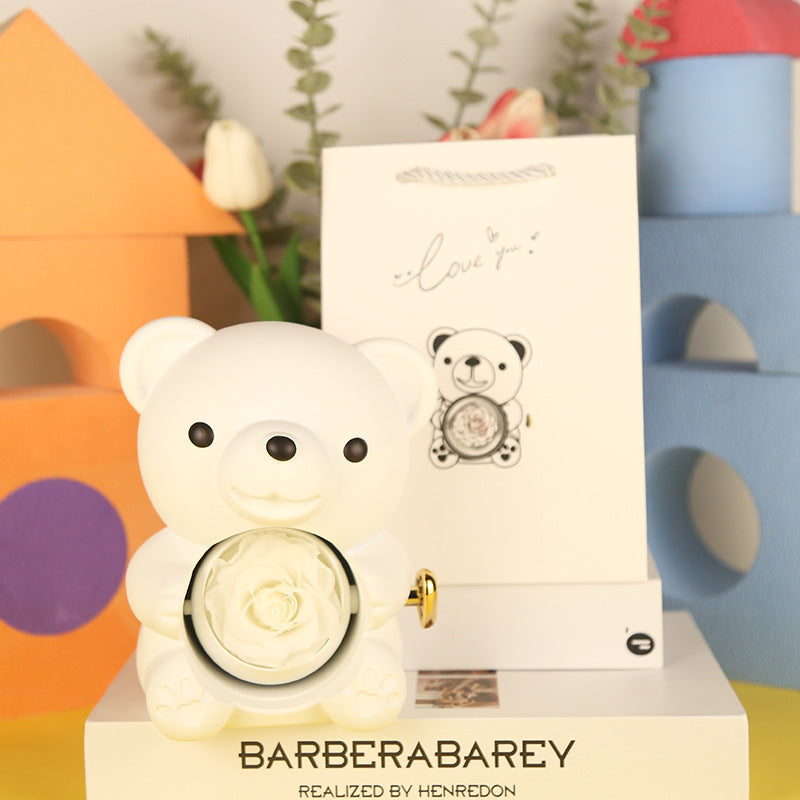Eternal Rose Teddy Bear Gifts Box With Necklace
