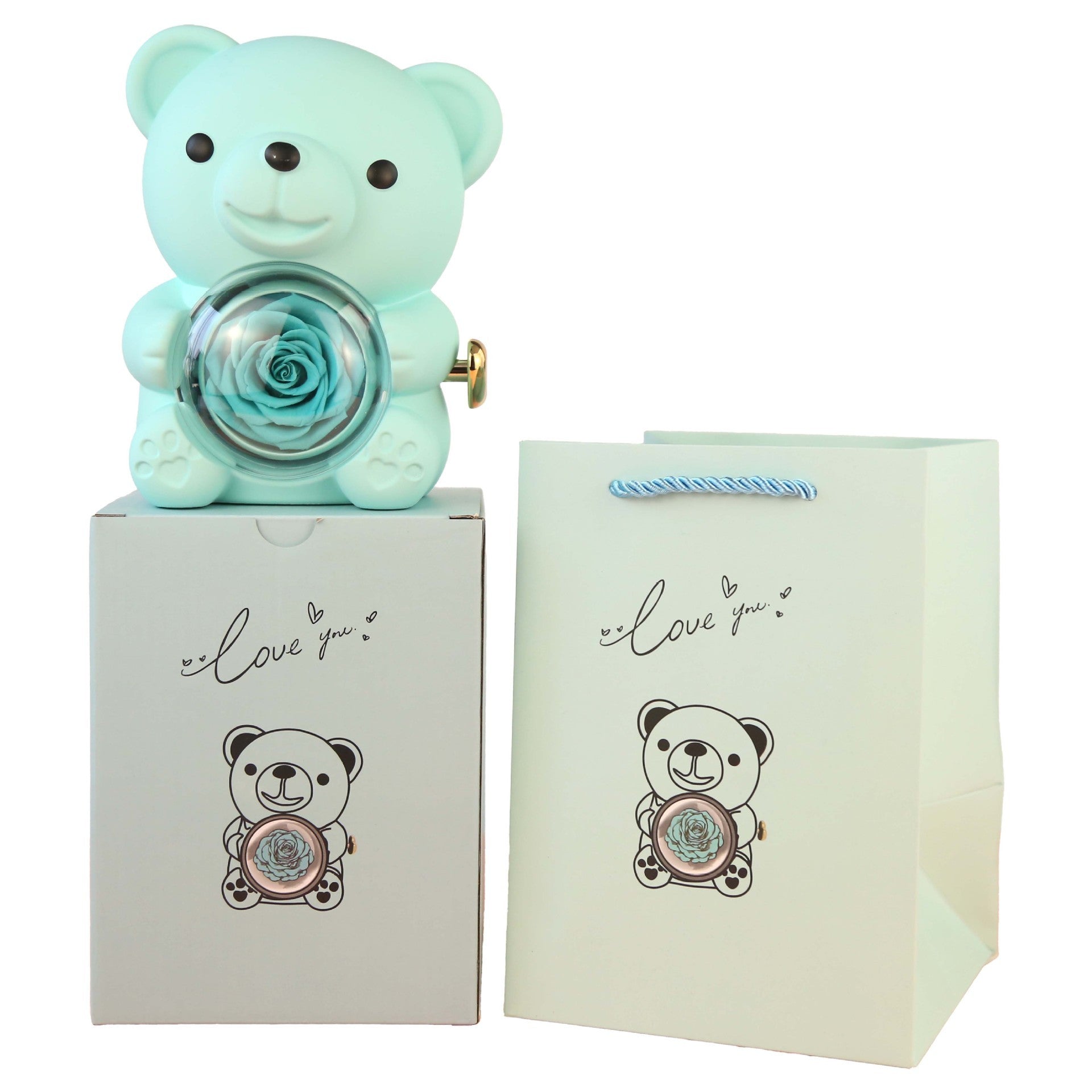 Eternal Rose Teddy Bear Gifts Box With Necklace