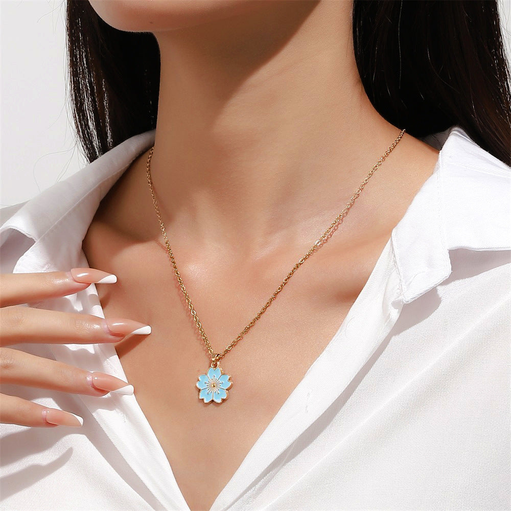 Elegant Cherry Blossom Pendant Necklace For Women