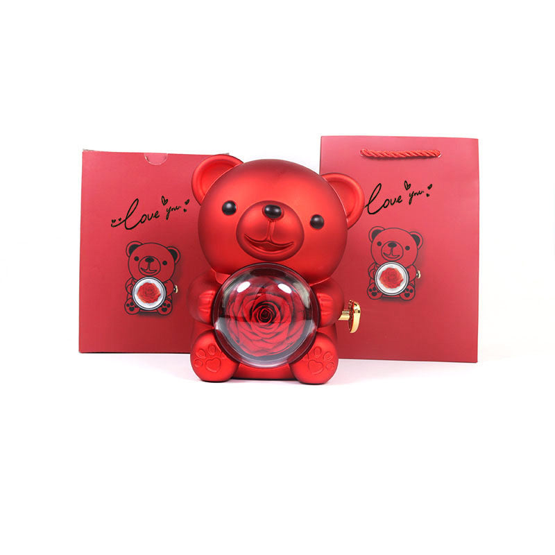 Eternal Rose Teddy Bear Gifts Box With Necklace