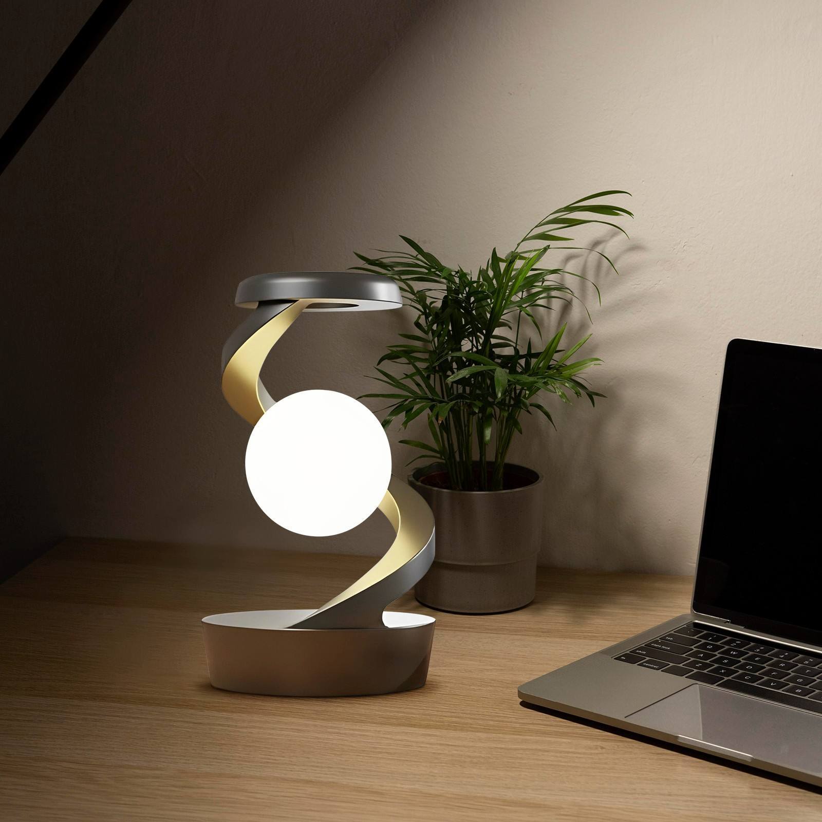 Celestia - Rotating Moon Desk Lamp With Phone Wireless Charging