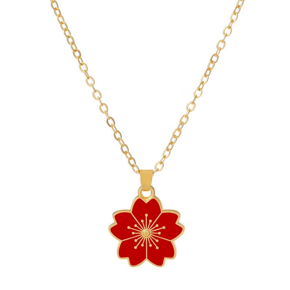 Elegant Cherry Blossom Pendant Necklace For Women