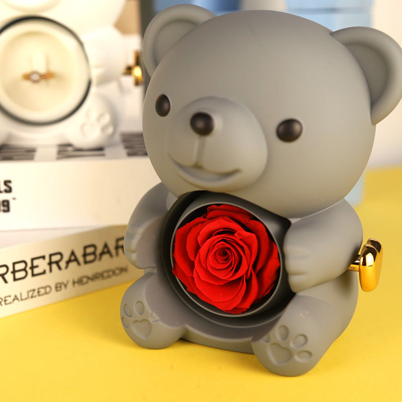 Eternal Rose Teddy Bear Gifts Box With Necklace