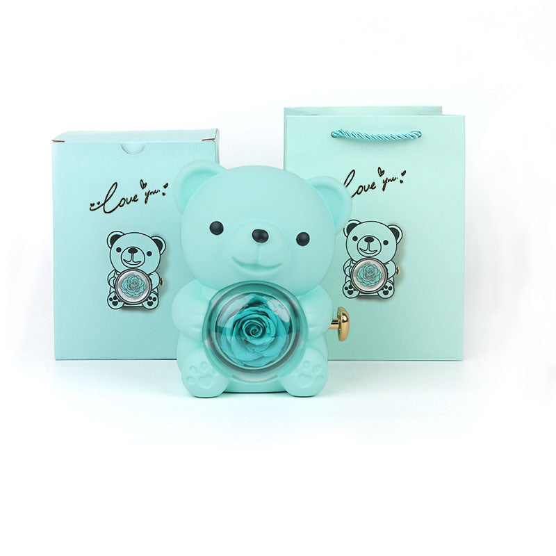 Eternal Rose Teddy Bear Gifts Box With Necklace